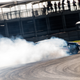 Celebratory destruction of tires.